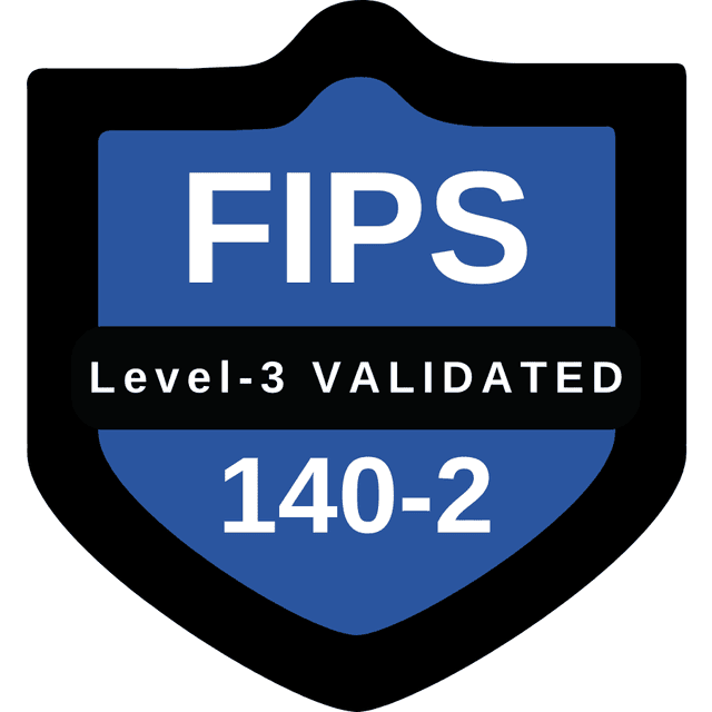 A blue and black FIPS Level 3 Validated logo.