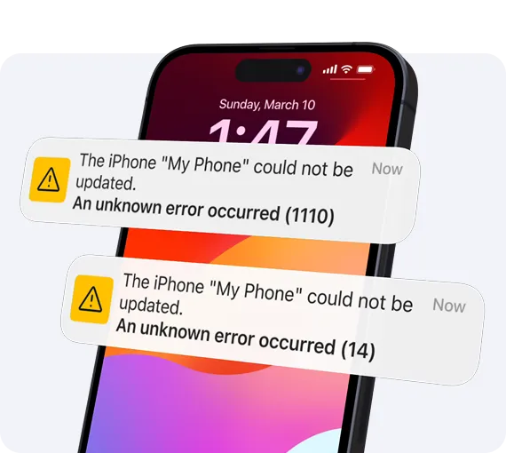 iPhone showing error message