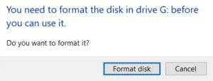 you need to format the disk message