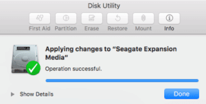 Click on the Apply button to create partitions on a hard drive using the Disk Utility too