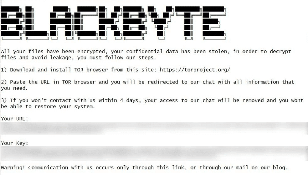 sample of the BlackByte ransomware ransom note