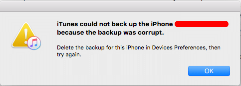 How to identify a corrupted backup on iPhone:
You may have a corrupted backup if you see error messages like:
"iTunes could not back up the iPhone because the backup was corrupt or not compatible"
"iTunes could not restore the iPhone because the backup was corrupt or not compatible"
Important: This is a different process from when an iPhone is attempting data recovery.